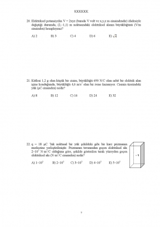 Fizik -2 Arasınav Soruları