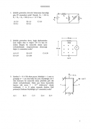 Fizik -2 Arasınav-2 Soruları