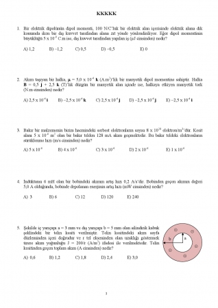 Fizik -2 Genel Sınav Soruları
