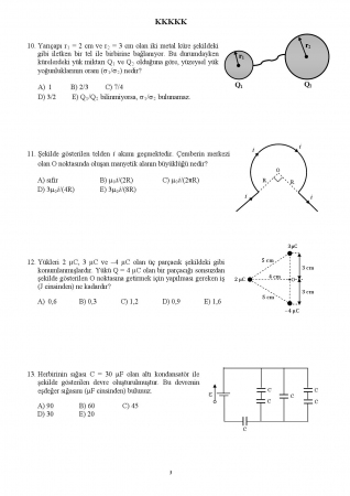 Fizik -2 Genel Sınav Soruları