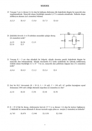 Fizik -2 Genel Sınav Soruları