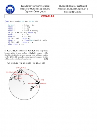 Bilgisayar Grafikleri -1 Vize Soruları ve Cevapları