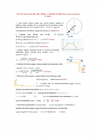 Fizik -1 Final Soruları ve Cevapları