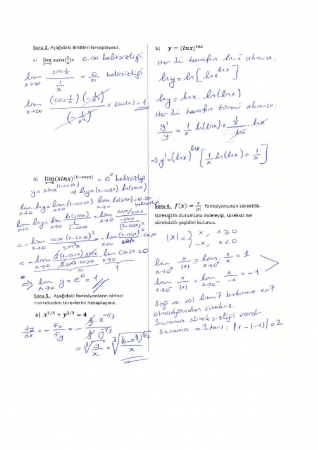 Matematik -1 Final Soruları ve Cevapları