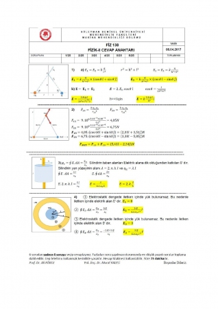 Fizik -2 Vize Soru ve Cevapları