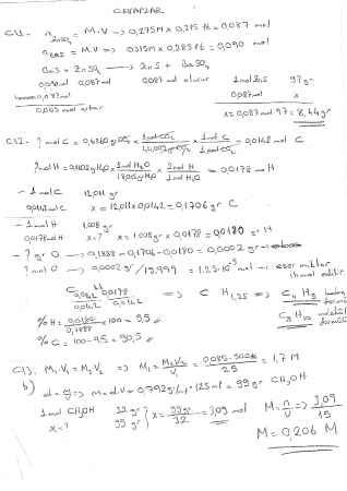Genel Kimya Dersi Vize Soruları ve Cevapları
