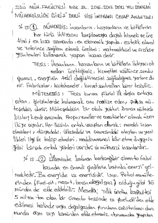 Makine Mühendisliğine Giriş Vize Soruları ve Cevapları