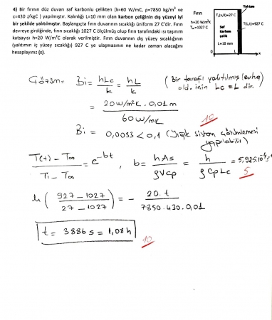 Isı Transferi Vize Soruları ve Cevapları