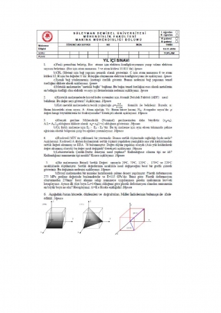 Malzeme Bilgisi Yıl İçi Sınav Soruları ve Cevapları