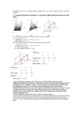 Malzeme Bilgisi Yıl İçi Sınav Soruları ve Cevapları