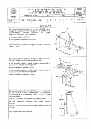 Statik Dersi Vize Soruları ve Cevapları