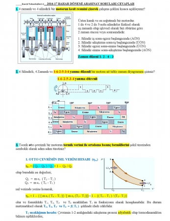 Enerji Teknolojileri -2 Arasınav Soruları ve Cevapları