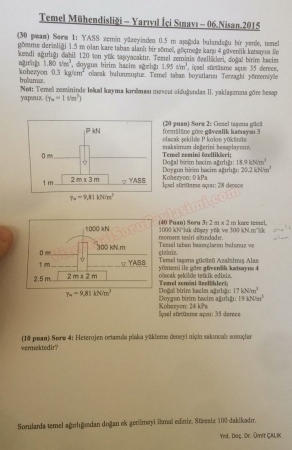 Temel Mühendisliği Dersi Vize Soruları - KTÜ