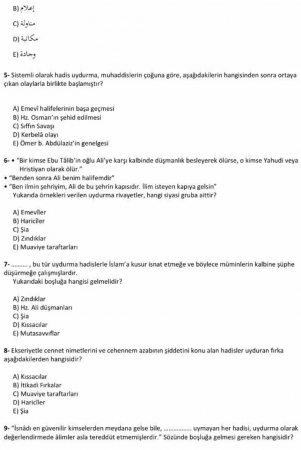 Hadis Usulü ve Tarihi Vize Sınav Soruları