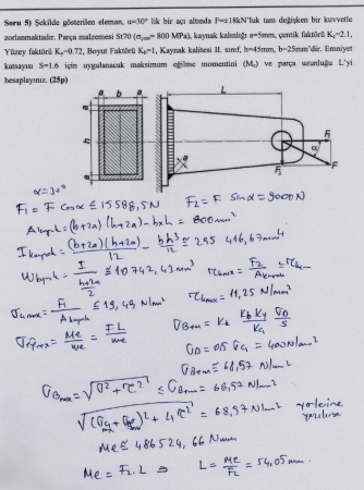 Makina Elemanları -1 Final Sınav Soruları Ve Cevapları