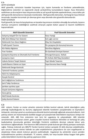 Mekatronik Taşıt ve Güvenlik Sistemleri Dersi Vize Soruları ve Cevapları
