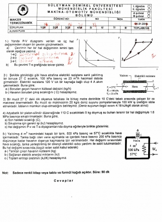 Termodinamik Vize Soruları ve Cevapları