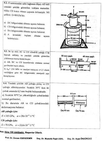 Mukavemet Dersi Vize Soruları ve Cevapları