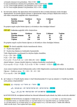 Mühendislik İstatistiği Vize Soruları ve Cevapları