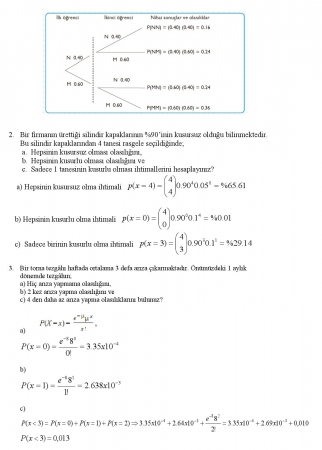 Mühendislik İstatistiği Final Soruları ve Cevapları