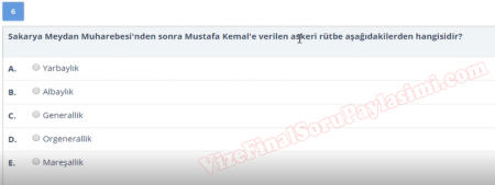 Atatürk İlkeleri ve İnkılap Tarihi Vize Soruları -  Yaz Okulu