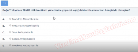 Atatürk İlkeleri ve İnkılap Tarihi Vize Soruları -  Yaz Okulu