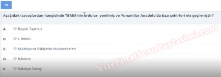 Atatürk İlkeleri ve İnkılap Tarihi Vize Soruları -  Yaz Okulu