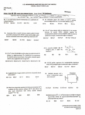 Fizik -2 Final Soruları - 08.05.2017