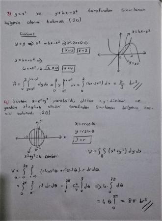 Matematik -2 Final Soruları ve Çözümleri - Yaz Okulu - 2017