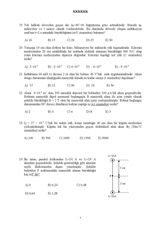 Fizik -2 Genel Sınav Soruları
