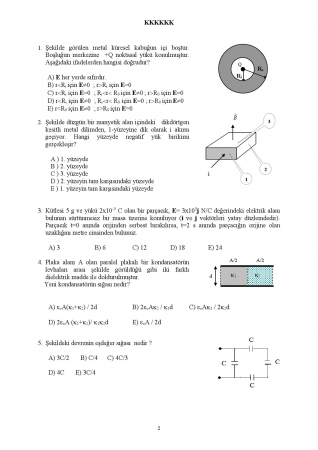 Fizik -2 Genel Sınav Soruları