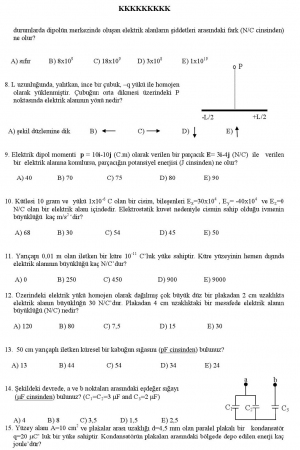 Fizik -2 Arasınav Soruları ve Cevapları