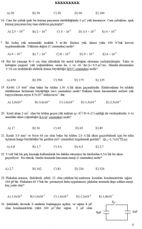 Fizik -2 Arasınav Soruları ve Cevapları