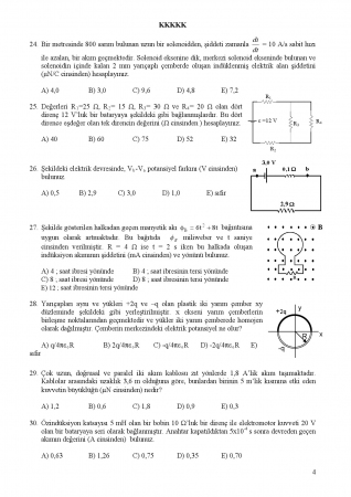 Fizik -2 Genel Sınav Soruları ve Cevapları