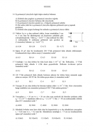 Fizik -2 Arasınav Soruları ve Cevapları