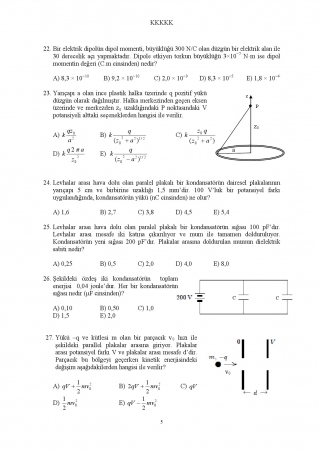 Fizik -2 Arasınav Soruları ve Cevapları
