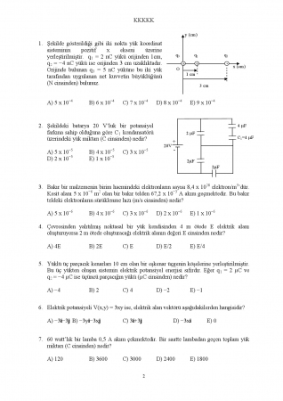 Fizik -2 Arasınav Soruları ve Cevapları