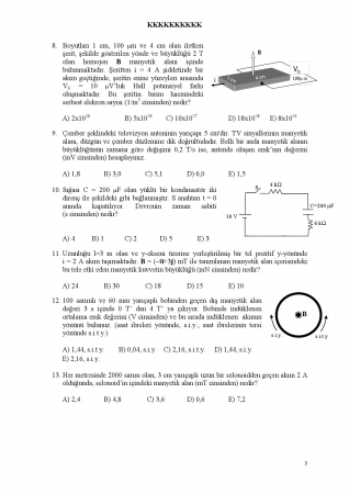 Fizik -2 Arasınav Soruları ve Cevapları