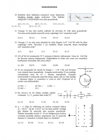 Fizik -2 Arasınav Soruları ve Cevapları