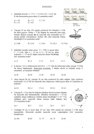 Fizik -2 Arasınav Soruları