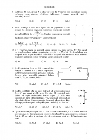 Fizik -2 Arasınav Soruları