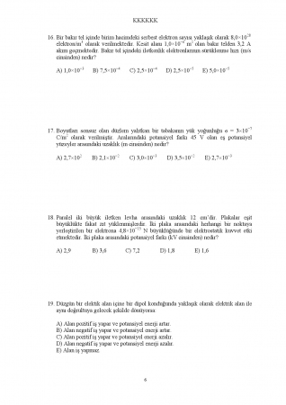 Fizik -2 Ara Sınav Soruları
