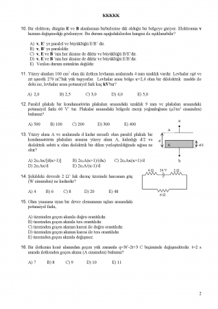 Fizik -2 Genel Sınav Soruları