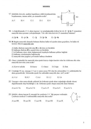 Fizik -2 Genel Sınav Soruları