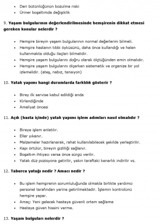 Hemşirelik Esasları Çalışma Soruları