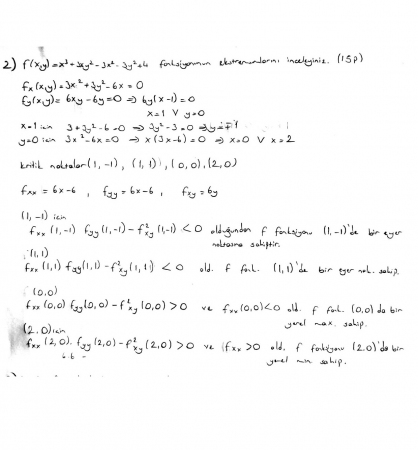 Matematik -2 Final Soruları ve Cevapları