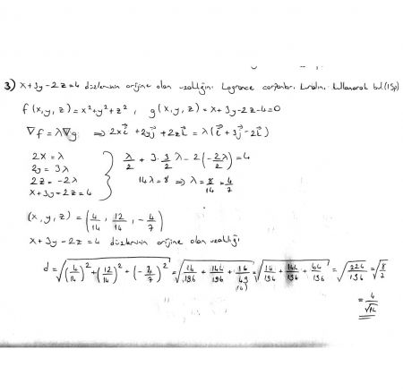Matematik -2 Final Soruları ve Cevapları