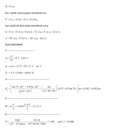 Dinamik Dersi Final Soruları ve Cevapları