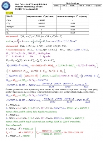 Termodinamik -2 Final Soruları ve Cevapları