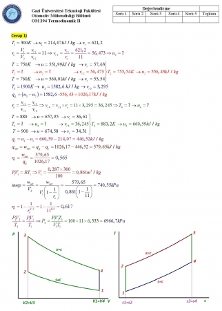 Termodinamik -2 Final Soruları ve Cevapları